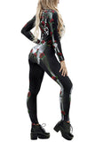 Rose Skeleton Print Jumpsuit Halloween Costume