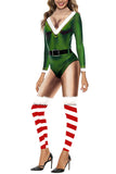 Christmas Santa Helper Elf Jumpsuit Green
