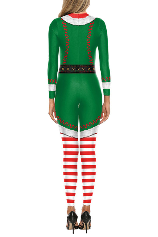 Womens Elf Jumpsuit Christmas Costume