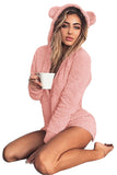 Plus Size Long Sleeve Zipper Front Hood Onesie Pajama Pink