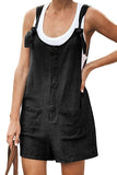 Plus Size Solid Button Down Casual Overall Shorts For Women