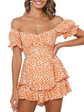 Femmes Flowy Romper Off épaule Ruffle Jumpsuit Combishorts