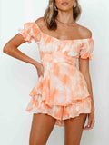 Femmes Flowy Romper Off épaule Ruffle Jumpsuit Combishorts