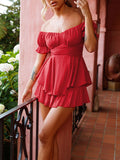 Femmes Flowy Romper Off épaule Ruffle Jumpsuit Combishorts