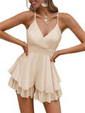 Women's Floral Ruffle V Neck Rompers