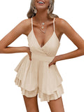 Women's Floral Ruffle V Neck Rompers