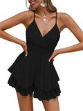 Women's Floral Ruffle V Neck Rompers