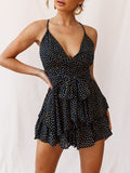 Women's Floral Ruffle V Neck Rompers