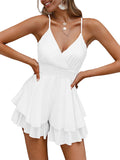 Women's Floral Ruffle V Neck Rompers