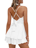 Women's Floral Ruffle V Neck Rompers