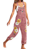 Women's Plus Size Summer Floral Bib Overalls Jumpsuit