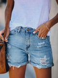 Womens Summer Ripped Frayed Denim Jean Shorts