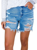 Womens Jean Shorts Frayed Raw Hemline Denim Short