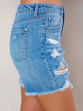 Womens Jean Shorts Frayed Raw Hemline Denim Short