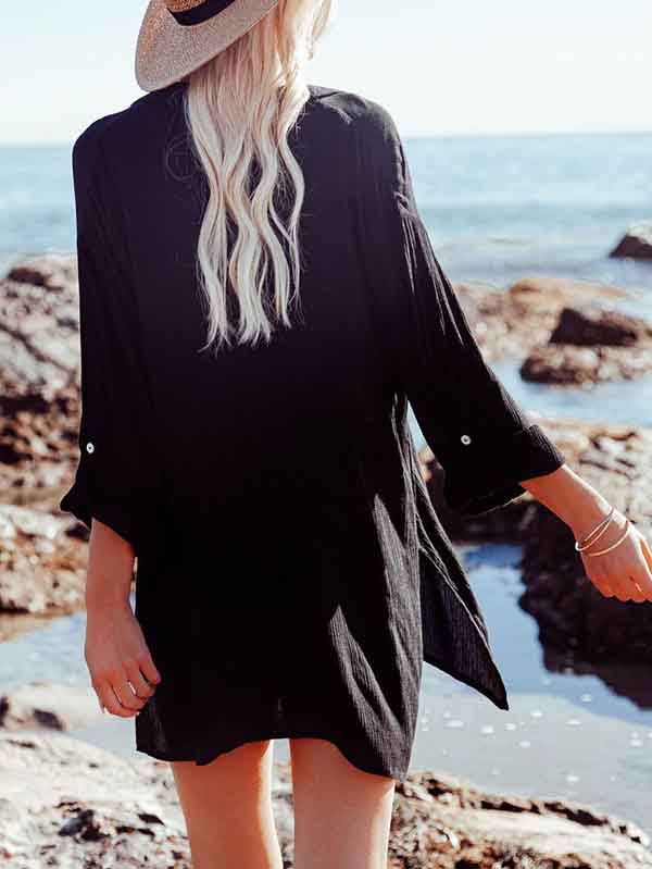 Women's Long Sleeve Tunic Tops Oversized Button Down Shirt Dress