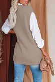 Women's Oversized V Neck Sweater Vest Tunic Loose Pullover Top