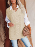 Women's Oversized V Neck Sweater Vest Tunic Loose Pullover Top