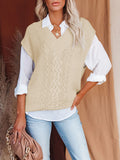 Women's Oversized V Neck Sweater Vest Tunic Loose Pullover Top