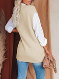 Women's Oversized V Neck Sweater Vest Tunic Loose Pullover Top