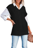 Women's Oversized V Neck Sweater Vest Tunic Loose Pullover Top