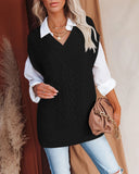 Women's Oversized V Neck Sweater Vest Tunic Loose Pullover Top