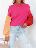 Women's Oversized Sweater Crewneck Batwing Sleeve Ribbed Knit Pullover Sweaters