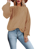 Women's Oversized Sweater Puff Sleeve Cable Knit Pullover Sweaters