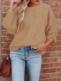 Women's Oversized Sweater Puff Sleeve Cable Knit Pullover Sweaters