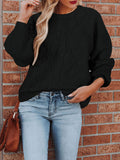 Women's Oversized Sweater Puff Sleeve Cable Knit Pullover Sweaters