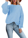 Chandail surdimensionné à manches bouffantes pour femmes en tricot torsadé