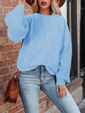 Women's Oversized Sweater Puff Sleeve Cable Knit Pullover Sweaters