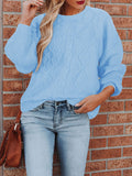 Women's Oversized Sweater Puff Sleeve Cable Knit Pullover Sweaters