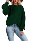 Women's Oversized Sweater Puff Sleeve Cable Knit Pullover Sweaters