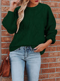 Women's Oversized Sweater Puff Sleeve Cable Knit Pullover Sweaters