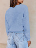 Women's Wrap V Neck Long Sleeve Cropped Sweater Pullover Top