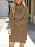 Mini-robe pull en tricot à manches dolman à col roulé pour femmes