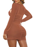 Women's Sheer Mesh Swimsuit Cover Up Dress Bodycon Ruched Beach Dresses