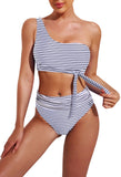 One Shoulder Bikini Sets for Women High Cut 2 Piece Bathing Suits