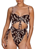 Women's Cut Out Cinched One Piece Swimsuit Cheeky High Cut Bathing Suit