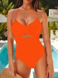 Women Cutout One Piece Swimsuit Tummy Control Ruched Halter Bathing Suit