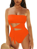 Women's Strapless Bandeau One Piece Swimsuit Cut Out Monokini