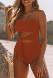 Women's Strapless Bandeau One Piece Swimsuit Cut Out Monokini