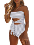 Women's Strapless Bandeau One Piece Swimsuit Cut Out Monokini