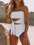 Women's Strapless Bandeau One Piece Swimsuit Cut Out Monokini