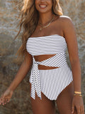 Women's Strapless Bandeau One Piece Swimsuit Cut Out Monokini