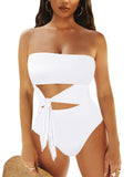 Women's Strapless Bandeau One Piece Swimsuit Cut Out Monokini