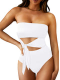 Women's Strapless Bandeau One Piece Swimsuit Cut Out Monokini