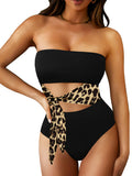 Women's Strapless Bandeau One Piece Swimsuit Cut Out Monokini