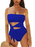 Women's Strapless Bandeau One Piece Swimsuit Cut Out Monokini