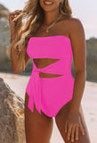 Women's Strapless Bandeau One Piece Swimsuit Cut Out Monokini